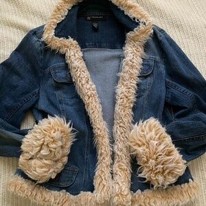 Furry denim jacket